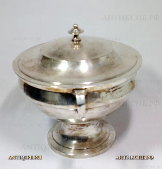 Крюшонница старинная с крышкой. Металл, серебрение. Wellner. Германия. Перв. пол. ХХ века. №20528